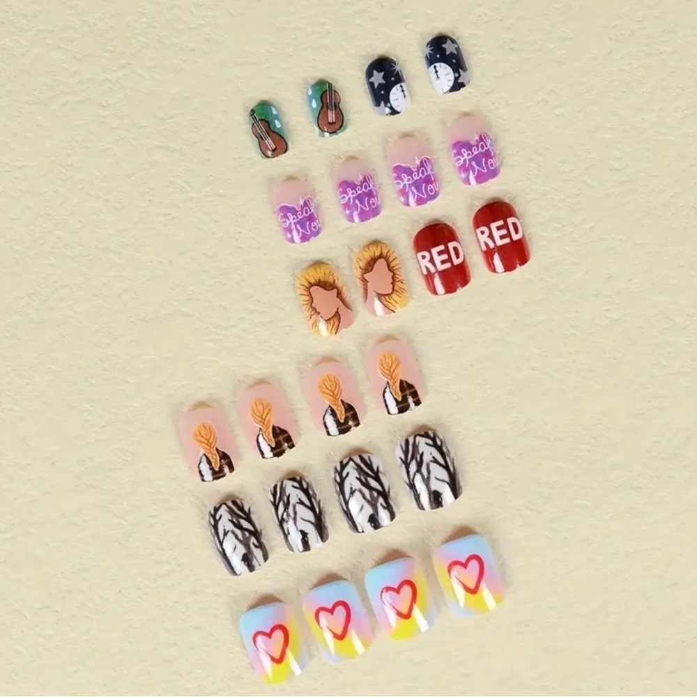 New! Taylor Swift Swiftie Press On Fake Nail Set Glue On Acrylic Eras To…